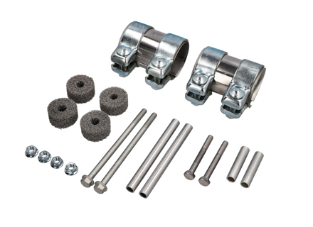 Kit di montaggio per silenziatore di scarico posteriore. Porsche 996 C2 / C4 3.6L >>2001 - 99611123100, 99711152000, 99611123000, 99711122930, 90037818301, 90037810501, 90038000501